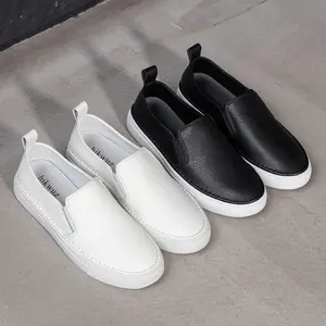 Women's Slip on Shoes Canvas Sneakers Loafers ,Comfortable Flat Sole,Leather Overlay,Perfect for Work & Casual Wear