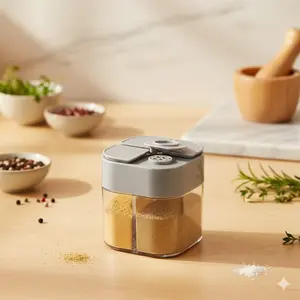 4-in-1 Portable spice Grinder with Leak-proof Lid, Bbq seasoning Shaker, Salt Pepper Shakers for Camping Cooking, Spice Dispenser Kit for Steak Grilling, Must-have Multi-tool for Home & Outdoor Adventures