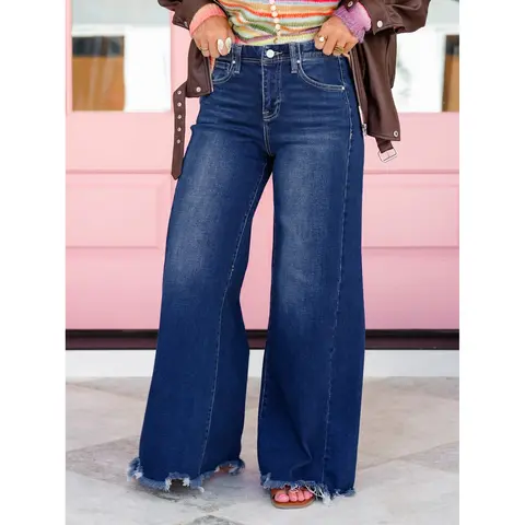 Restock! Risen Downtown Honey Dark Wash Wide Leg Jeans