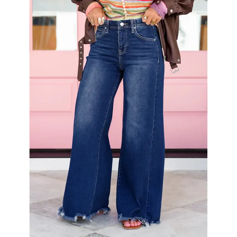 Restock! Risen Downtown Honey Dark Wash Wide Leg Jeans