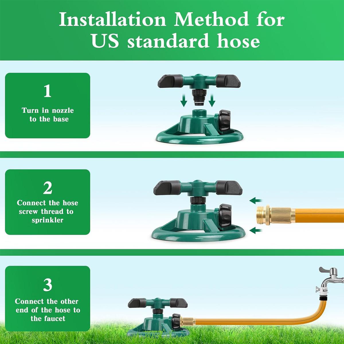 360° Rotating Lawn Sprinkler, Large Area Yard Watering Device, Outdoor Garden Sprinkler for Lawn Irrigation, Water Play Sprinkler for Kids & Pets