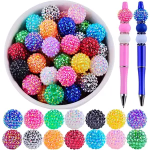20mm Rhinestone Beads for Pens 20 count Beaded Pens Beads Bling Glitter Suger Bugglegum Beads Large Balls  Pen Beads for DIY Pens  Making Suppliers Bulk