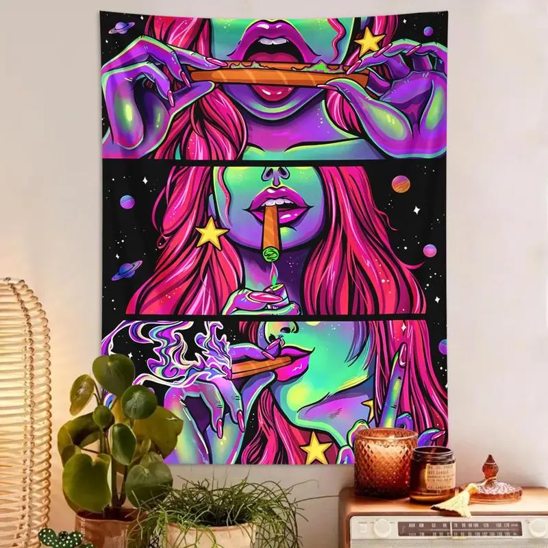 Women's 1-Piece Whimsical Cartoon Anime Galaxy Space Star Universe Print Decorative Tapestry, 1-Count Multicolor Wall Decor for Adult Bedroom Indoor Home Supplies, One-Piece
