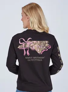 Simply Southern North Carolina Camo Bow Long Sleeve T-Shirt