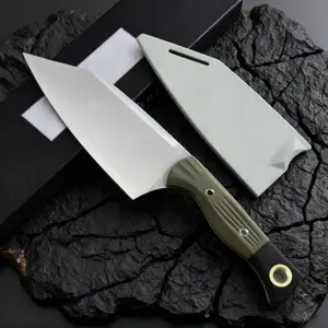A fixed-blade knife with a G10 handle and high-hardness D2 steel, delivering smooth, even cuts. Suitable for camping, hiking, outdoor use, and home use