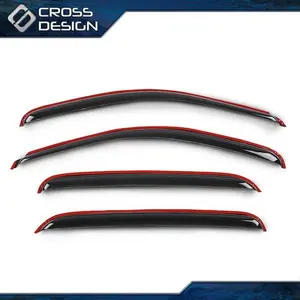 CROSSDESIGN Window Visors Vent Rain Guards Deflector Fits 07-14 Silverado Sierra 1500 Crew