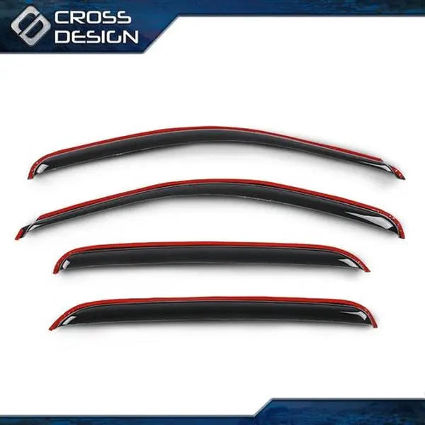 CROSSDESIGN 4-Piece Low Profile Acrylic Side Window Visors - Auto Accessories with Adhesive Mount, Sun Protection Deflectors for 2007-2014 Silverado Sierra 1500 Crew Vehicles & Yukon XL