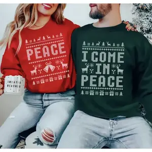 Funny and ugly couple Christmas sweatshirts, cute matching holiday costumes, and holiday-style “I Come in Peace” sweatshirts GARMENTARY