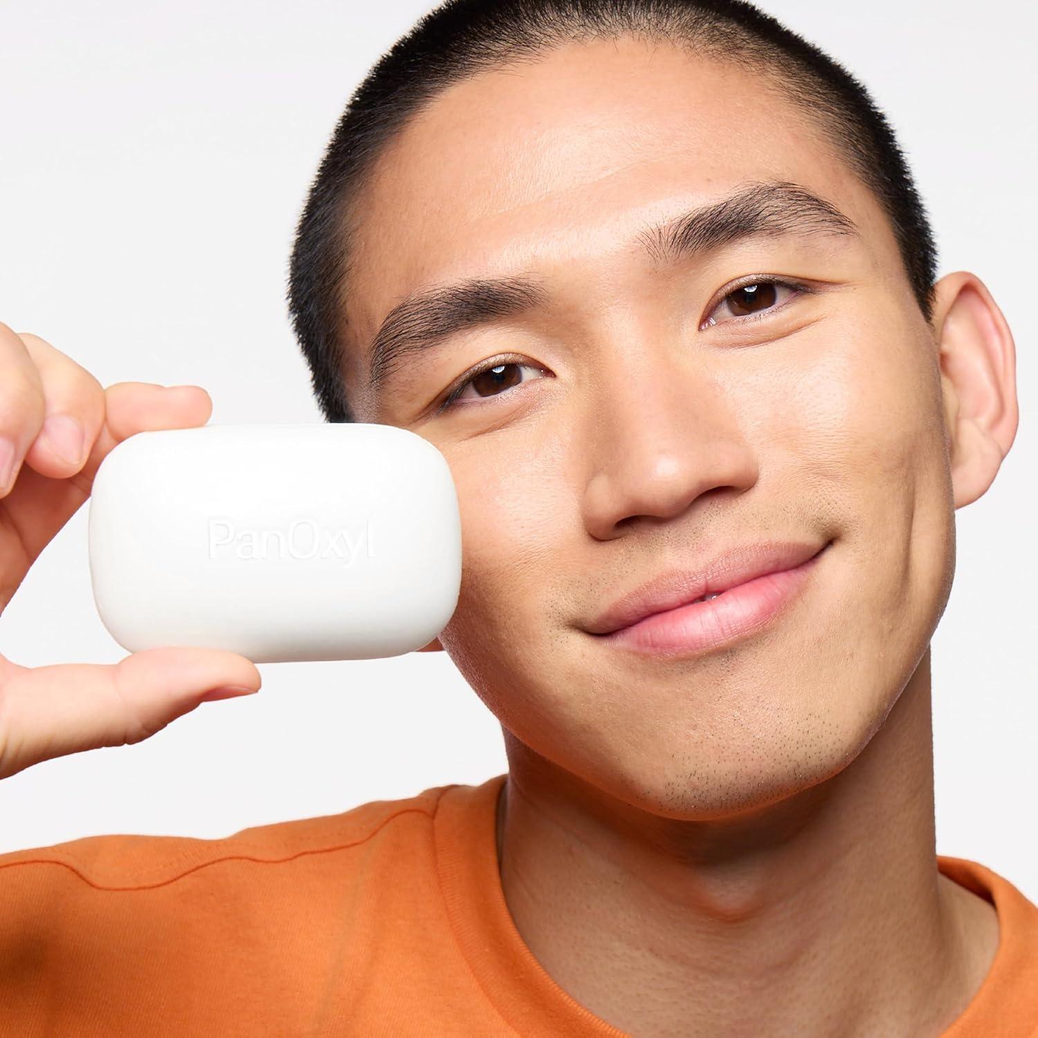 PanOxyl Acne Treatment Bar with 10% Benzoyl Peroxide, Maximum Strength Bar Soap for Face, Chest and Back, Benzoyl Peroxide Soap Body Wash, Vegan, For Acne Prone Skin