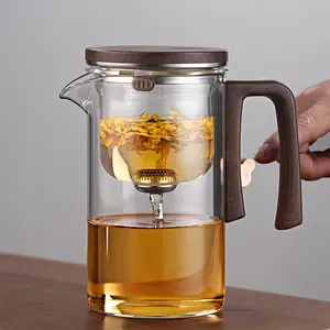 Magnetic Tea Separation Glass Tea Pot, Automatic Tea Water Separation Tea Pot, Outdoor Tableware for Camping & Hiking, Modern, Teapot