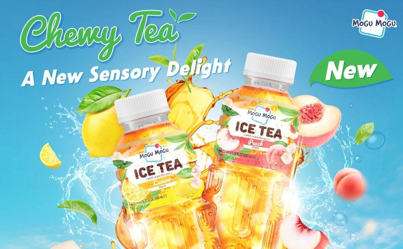 Mogu Mogu Lemon Iced Tea with Nata de Coco (Coconut Jelly) – Chewy Bubble Tea Alternative, Refreshing Drink, 6 Pack Bottles, 15.3 fl oz Each