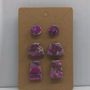Marbled purple stud set of 3