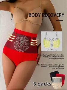3-Pack Invisible Waist Cinching Shapewear Panties, Lightweight Butt Lifting Bodycon Triangle Shorts, Warm Uterus Short Pants, Anti-Roll Edge