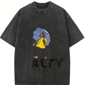 Women's Sality Girl Print Crewneck Tee Vintage Trendy Casual Short Sleeve T-shirt in Black Breathable Cotton Fabric for Daily Wear Ladies Summer Top M-5XL - Womenswear