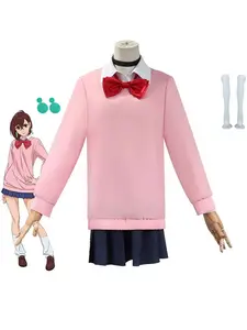 Momo Ayase Cosplay Costume  Anime Dandadan Sweater Skirt School Uniform Earrings Choker Socks Christmas Party for Girls Women All Seasons Wear Accessories