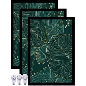 Black Picture Frame Set of 3, 16x24 Picture Frame for Photo Poster Canvas Certificate Document Display Horizontally or Vertically High Transparent Wall Gallery(Size 16 x 24 inches) Decor