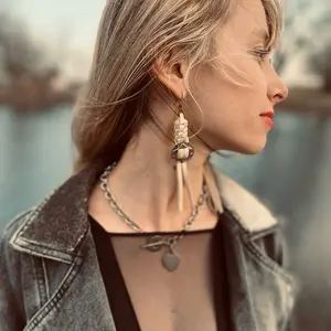 Handmade Western Leather Earrings with Unique Fringe Design and poncho for Everyday Wear