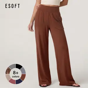 ESOFT Wide Leg Lounge After-Work Pants, Women High-Waisted Casual Yoga Pants with Pockets