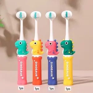 Cartoon Dinosaur Kids Toothbrush Set, Soft Bristles Gentle on Gums, Independent Storage More Hygienic, Three-Sided Brush Head Clean Deeper