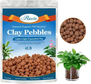 4 LBS Organic Expanded Clay Pebbles - 4mm-16mm Natural Leca Balls Lightweight Hydroponic Clay Pebbles Aggregate for Indoor Plants, Hydroponic Growing, Plants Drainage, Aquaponics