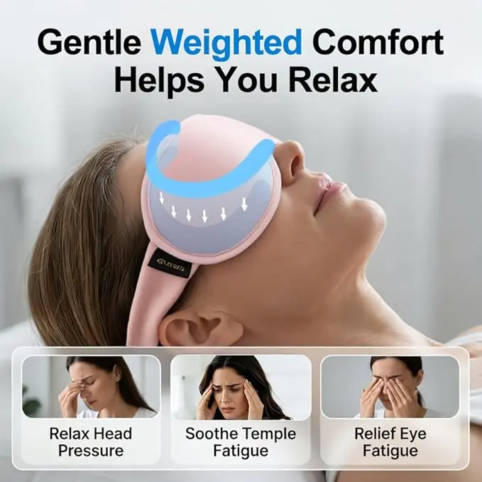 Weighted Eye Masks for Sleep Women: 3D Contoured Blackout Sleep Mask with Zero Pressure, Eyelash Friendly & Comfortable Blindfold for Airplane Travel, Night Shift Nurse, Yoga & Thoughtful Gift, Pink