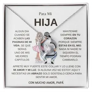 Collar para Mi Hija de Papá - Colgante de Corazón con 'Te Quiero' - Joyería de Moda para Niñas - Regalo de Cumpleaños To My Daughter From Dad Father Gift Love You Heart Pendant Necklace Fashion Kids Girl Gifts Birthday Necklaces