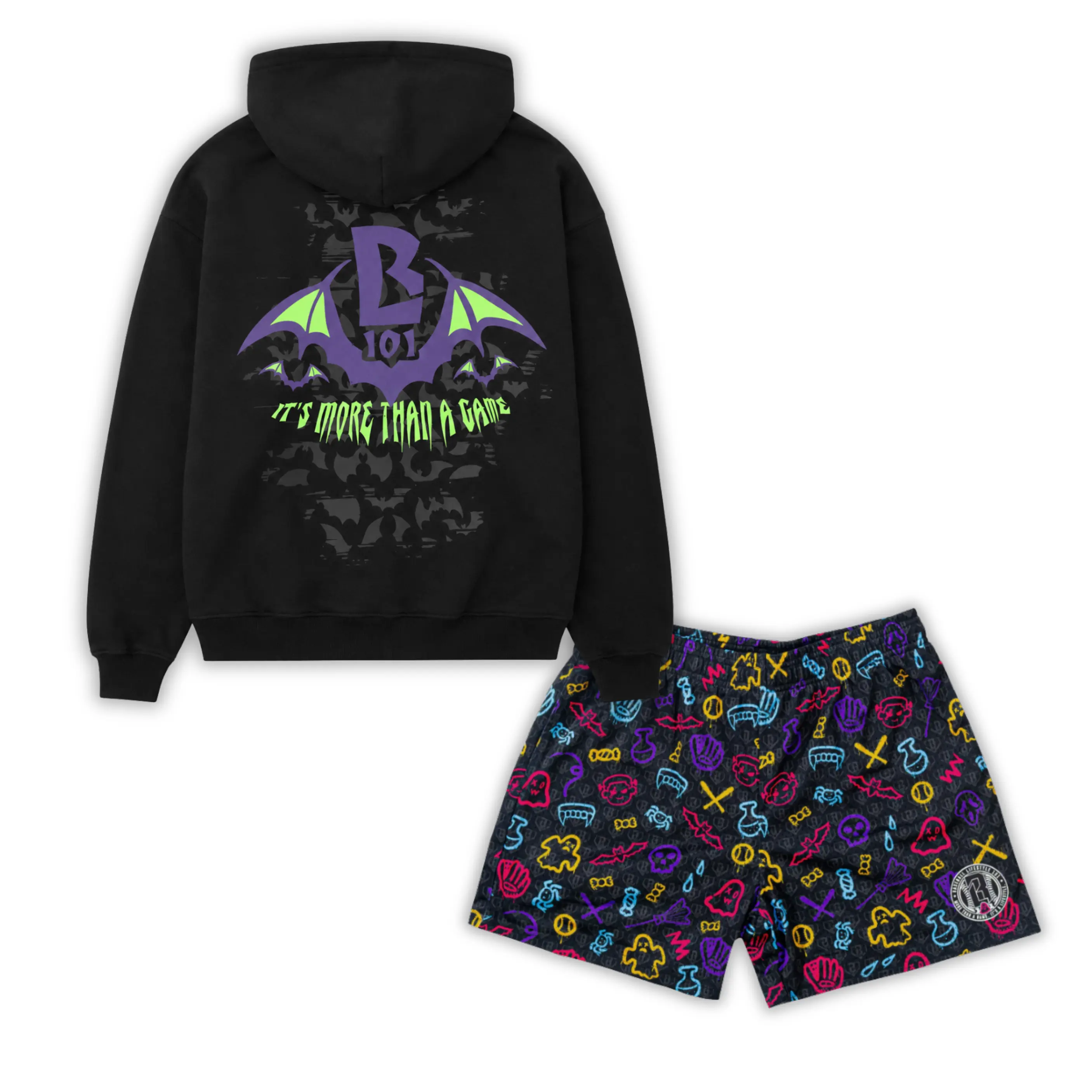 Baseball Lifestyle 101 The Spooky SZN  Hoodie & Shorts Set, Matching Hoodie and Shorts for Youth & Adults