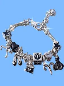 Elegant Bow Charm Bracelet, Star Bracelet, Aries Zodiac DIY Bracelet, Vintage Heart Bow DIY Bracelet, Perfect for Dance Shoes