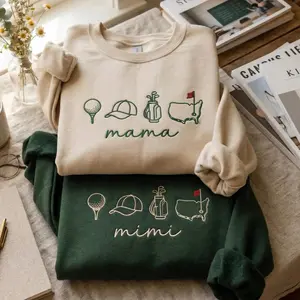 Golf Mama Embroidered Sweatshirt, Custom Golf Lover Crewneck, Cute Golf Mom Shirt, Personalized Gift for Her