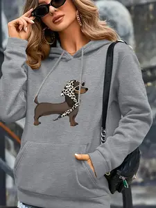 Cartoon Dog Printed Lightweight Women's Hoodie For Spring And Autumn,Cleanfit Commuter Casual  Long Sleeve TikTok Trending Hoodie Women Tops Sweatshirt