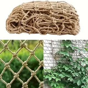 Vintage Style Coarse Jute Rope Net, Natural Jute Garden Grid, Durable Outdoor Plant Support, Plant Climbing, Photo Wall Decor, Stair Railing Decoration