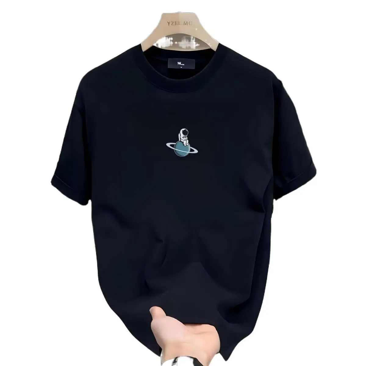 Men's Heavyweight Cotton Graphic T-Shirt Solar System Planet Print Casual Short Sleeve Tee Round Neck Summer Top for Teens & Young Adults Machine Washable Regular Fit Streetwear Soft Sweatshirt Tshirt