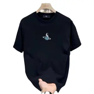 Men's Heavyweight Cotton Graphic T-Shirt Solar System Planet Print Casual Short Sleeve Tee Round Neck Summer Top for Teens & Young Adults Machine Washable Regular Fit Streetwear Soft Sweatshirt Tshirt