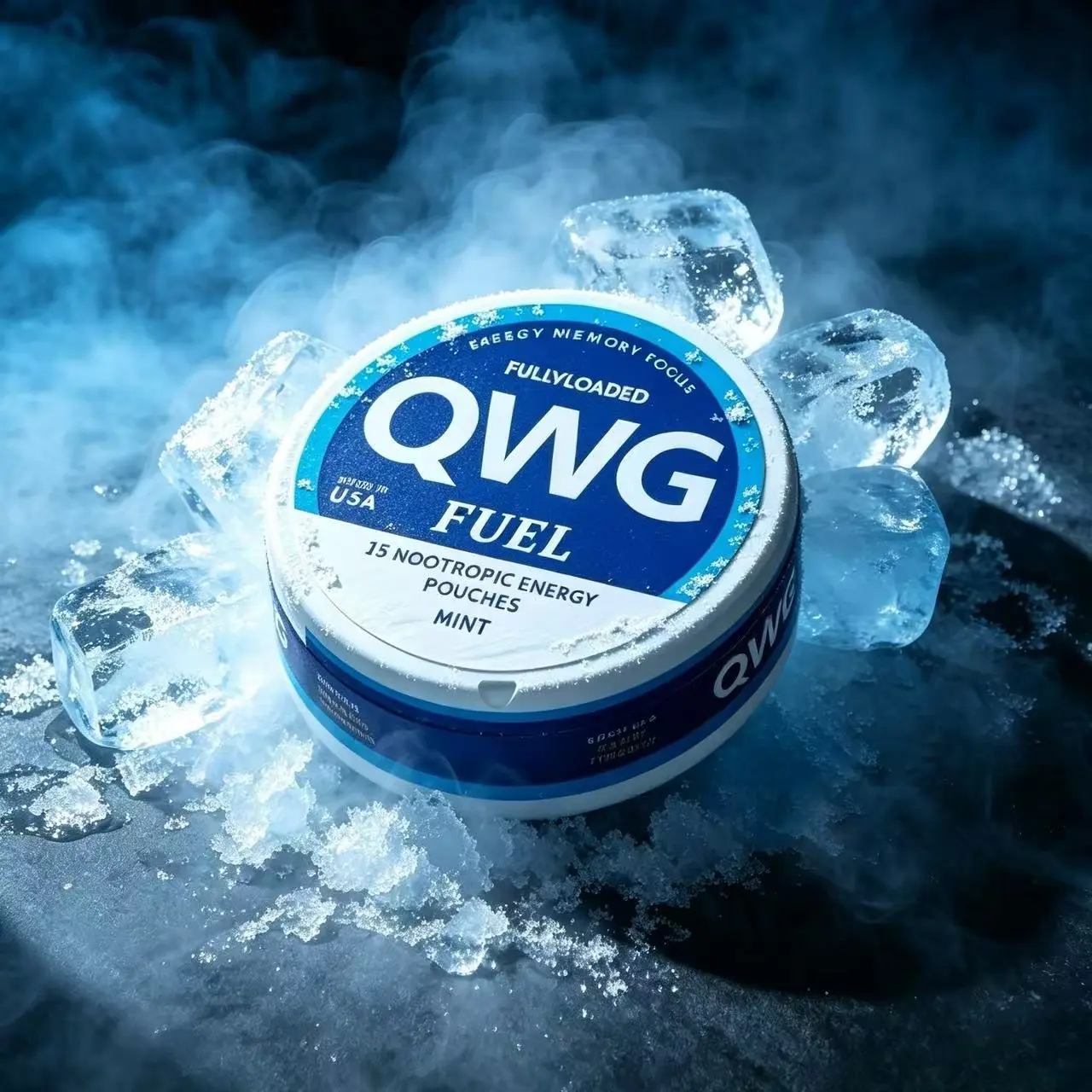 QWG  Mint flavor Fuel Nootropic Mint Energy Pouches byQWG - Energy, Focus, Memory - Sugar Free SportBeverage