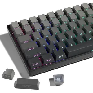 XVX PBT Keycaps - Side Printed Keycaps 60 65 75 100 Percent, Double Shot Shine Through Custom Key caps, Gradient Gray 136  Set, OEM Profile, Minimalist Style for Cherry Gateron MX Switche Keyboard