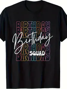 Men'S Birthday Squad Graphic T-Shirt - All-Season Casual Crewneck Tee for Birthday Parties Skateboarding Gifts - Soft Everyday Shirt for Men Classic Black - Birthday Outfit Idea Birthday Tshirt
