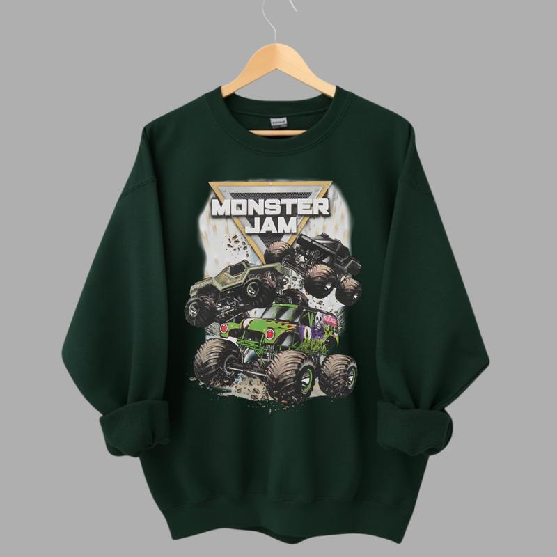 Monster Jam Sweatshirt, Grave Digger Motorsports Merch, Vintage Monster Truck, Retro Off-Road Racing Outfits, High-Octane Thrill-Seeker Lifestyle Wear