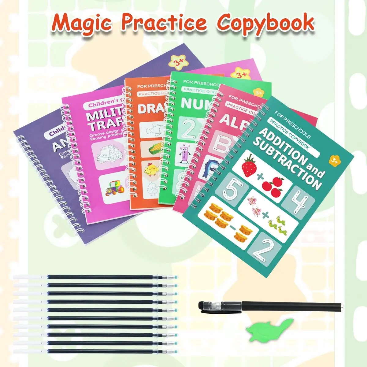 6-Pack Preschool Montessori Flash Cards Learning Workbooks - Toddlers PreK Tracing & Writing Practice Busy Book Activity Set, Educational Kids Learning Materials Toys