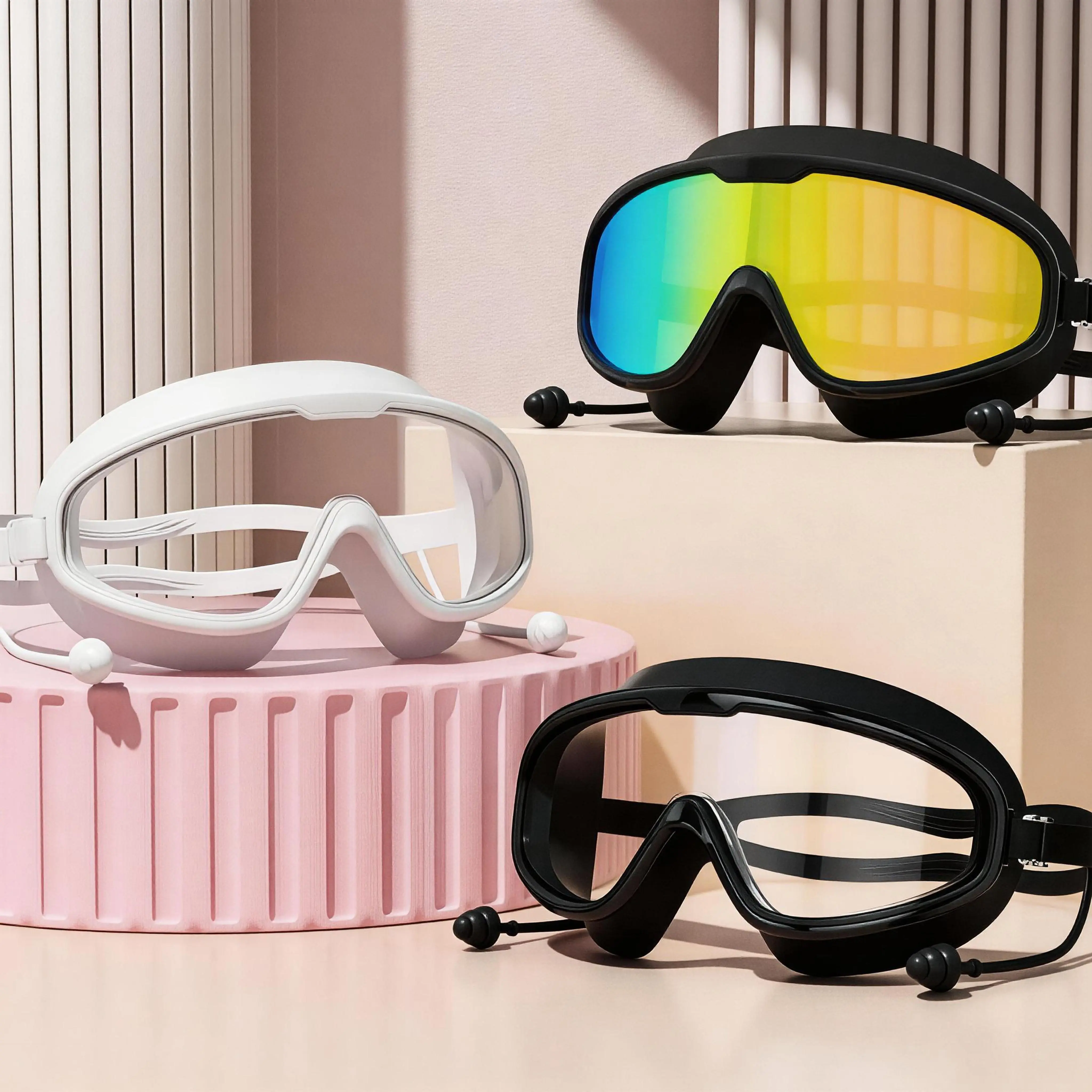 Swimming goggles Crystal Clear Wide View, Anti-Fog No Leak, Soft Silicone Comfort Fit, UV Protection for Adults Men & Women – Pool & Ocean Ready