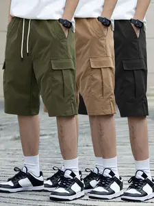 Men's Solid Multi-pocket Cargo Shorts, Casual Comfy Breathable Work Shorts for Summer, Men's Bottoms for Outdoor Activities, Athleisure, Casual Streetwear Shorts