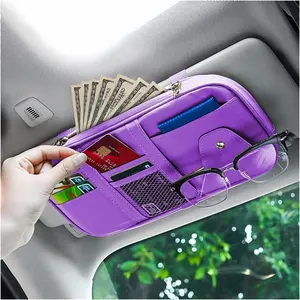 Sun Visor Organizer, Sunglass Holder and Storage Pocket, Card  Pouch with Multi-Pocket Net Zipper, Case Bag for License Pen Key, Auto Interior Accessories for , SUV, Van ()
