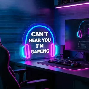 "Can't Hear You I'm Gaming" Gamer neon, UV neon sign, LED neon for wall decoration in the game room,  Purple Blue LED Gaming Neon Light, USB Powered Dimmable Neon Wall Decor for Gamer Room, Bedroom, Man Cave,, USB powered