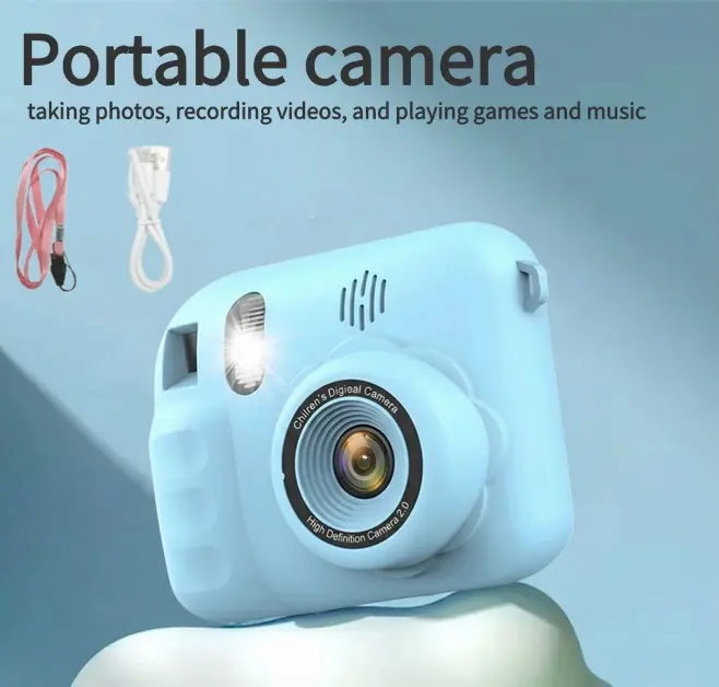 Kids' Compact HD Digital Camera - 2.4 TFT Screen, 640mAh Rechargeable Battery, Cable Charging, Wearable On-the-Go Recording, Ideal for Father's Day & Summer Festivals, Entertainment & Education, Compact Camera, Rechargeable Camera