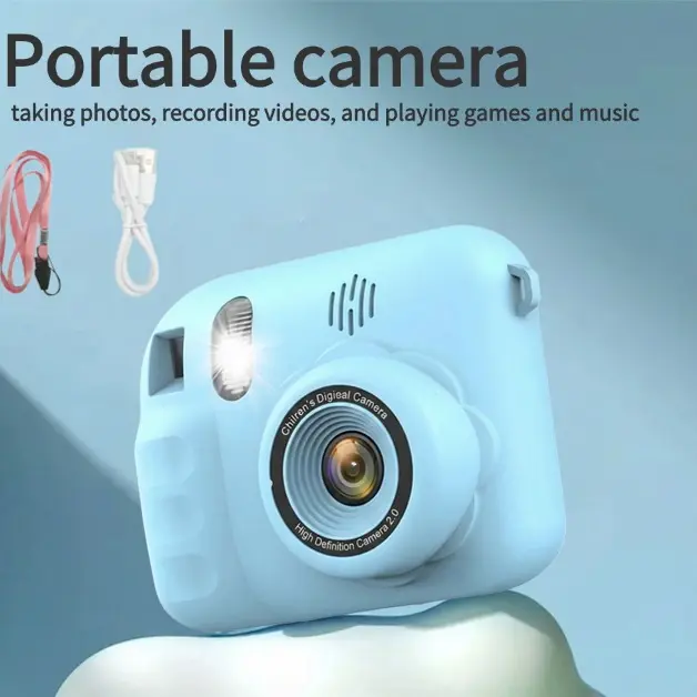 Kids' Compact HD Digital Camera - Rechargeable 640mAh Long-Lasting Battery, 2.4 TFT Screen, Charging Cable, Lanyard-Enabled Portable Recorder, Parent-Child Playful Tool for Father's Day, Phones & Electronics Camera