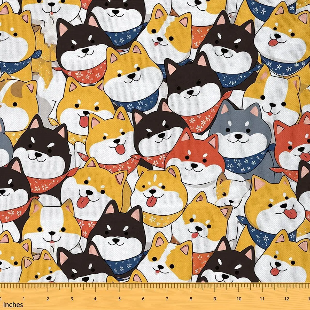 Cute Shiba Inu Fabric Puppy Dog Upholstery Fabric Sewing Crafting Kawai Animals Waterproof Indoor Outdoor Decor Home DIY Projects