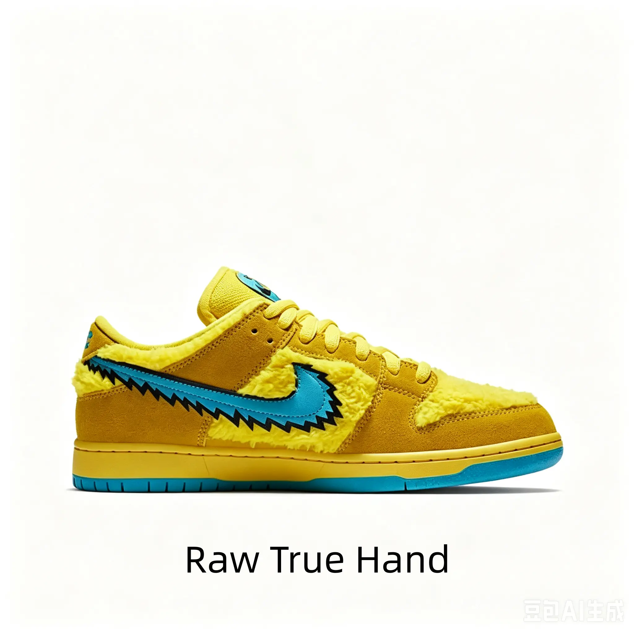 Brand New Unopened Low Top Yellow Fuzzy Suede Skate Shoes Jagged Blue Side Logo Decor Breathable Furry Upper Soft Cushioned Blue Rubber Anti-Slip Outsole Unisex Street Trend Casual Sneakers