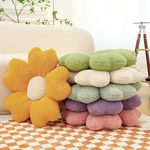 5-Petal Floral Seat Cushion with Soft Breathable Polyester Fabric, Polyurethane Filling, Washable Mixed Colors (Pink and Yellow) for Sofa, Dining Chairs Home Decor