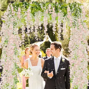 60 Branches Wisteria Hanging Flowers, Artificial Purple Wisteria Flowers Garland for Wedding Arch Ceremony Party Garden Home Backdrop Decor
