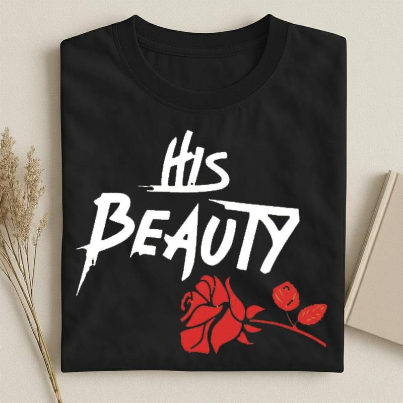 Her Beast His Beauty Couple T-Shirts, Beauty And The Beast Rose T-Shirt, Matching Couple T-Shirt Gift For Valentine’S Day