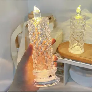 LED Electronic Candle, Rose Pattern Effect Decor, Birthday & Wedding Party Candle, Ideal for Holiday, Christmas & Home Decoration